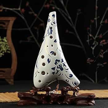 Amazon.co.jp: オカリナ楽器 12の穴の金色の青と白の花の花柄